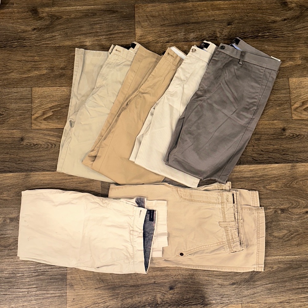 6 pair of khaki pants 34x32
